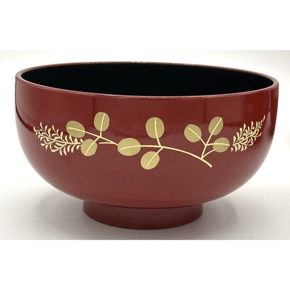 Vintage Japanese‎ Lacquered Bowls Red Painted Set of 5 U133